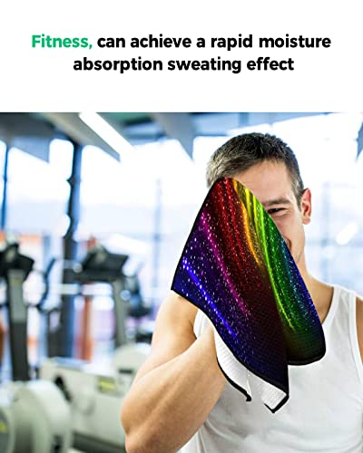 Colorful Rainbow Stripe Golf Towel, Funny Golf Towel For Golf Bags Disc With Clip, Starry Black Sky Personalized Microfiber Waffle Golf Club Towel Accessories Gift For Men/Women/Dad/Mom/Grandpa #TOP7