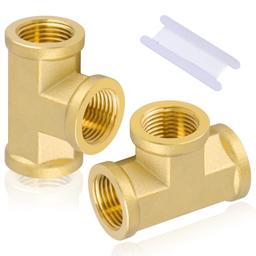 Image of 2pcs 3 /8 inch NPT Female Pipe to 3 /8 inch NPT Female Pipe to 3 /8 inch NPT Female Metals Brass Barstock Street Tee Pipe Hose Fitting