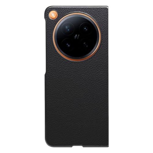 LOOF LUXURY-SHELL �{�v ���U�[ �X�}�z�P�[�X for OPPO Find N6 �p �P�[�X �J�o�[ �V���v�� �ϏՌ� ���^ �y�� leather [�u���b�N]