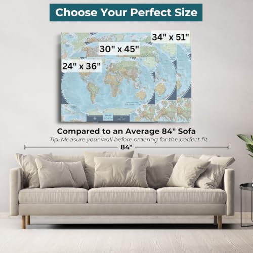 Image of Signature World Push Pin Map - Personalized Gallery Wrapped Canvas - Travel Wall Decor - Gallery Wrap - 24 inch x 36 inch