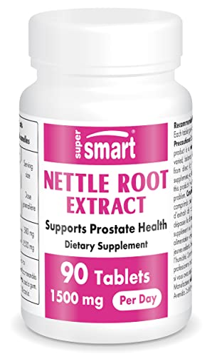 Nettle Root Extract - Extracto natural de raíz de ortiga - Ayuda a aliviar los síntomas de la hiperplasia benigna de próstata (despertares nocturnos, micción urgente...) - Supersmart