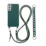Emlivi Coque chaîne de téléphone Compatible avec Samsung Note 20 TPU étui pour téléphone 3 en 1 Bracelet Lanyard Souple en Silicone Souple avec Collier Coque pour Samsung Note 20, Vert