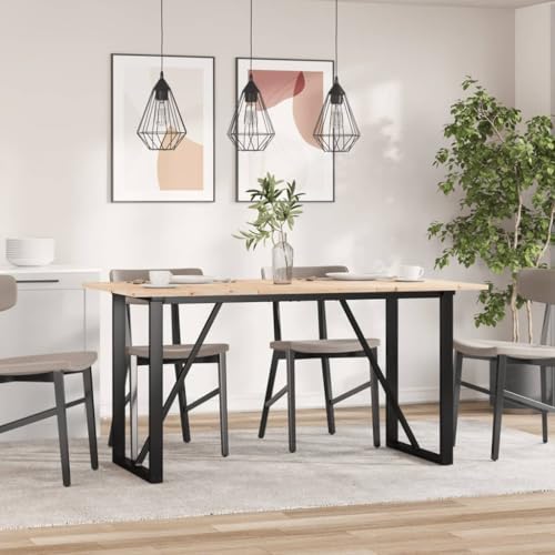 Table à manger en pin massif avec structure en acier robuste de salon