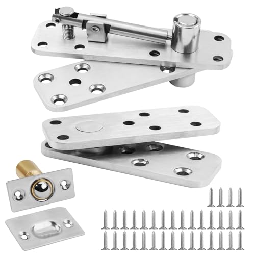 TamBee Heavy Duty Door Pivot Hinge Hardware Kit for Secret Bookshelf Bookcase Hidden Door Hinges Hardware Stainless Steel, Silver, 570 lbls Heavy Load