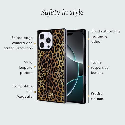 Image of COCOMII Rectangle for iPhone 16 Pro Max Case, Amber Leopard