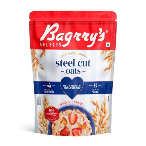 Image of Bagrry's Steel Cut Oats 1.5kg | High in Fibre & Protein | Non-GMO | No Added Sugar | Old-Fashioned Oats | Weight Management | Regulates Cholesterol | Healthy Breakfast Cereal | No Added Preservatives