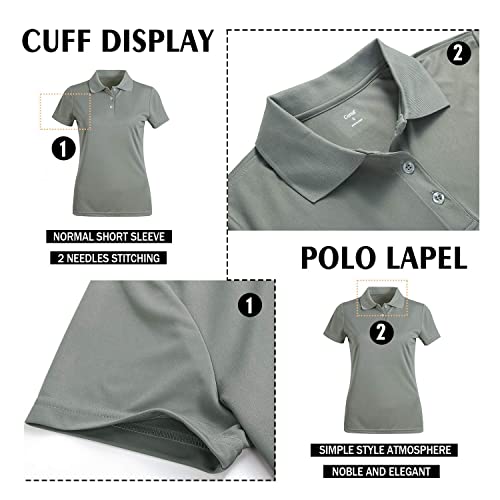 Corna Womens Golf Polo Shirt Soft Polyester Dri Fit Sport Shirt Gray S #TOP3