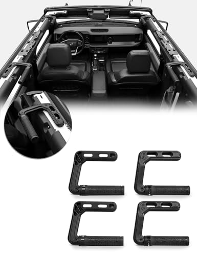 JROAD Bronco Aluminum Grab Handles Roll Bar Non-Slip Grip HandlesCompatible with Ford Bronco 2021-2025 Front or Rear Seat 2/4 Door Soft/Hard Top,Bronco Raptor Interior Accessories ?4PCS/Black?