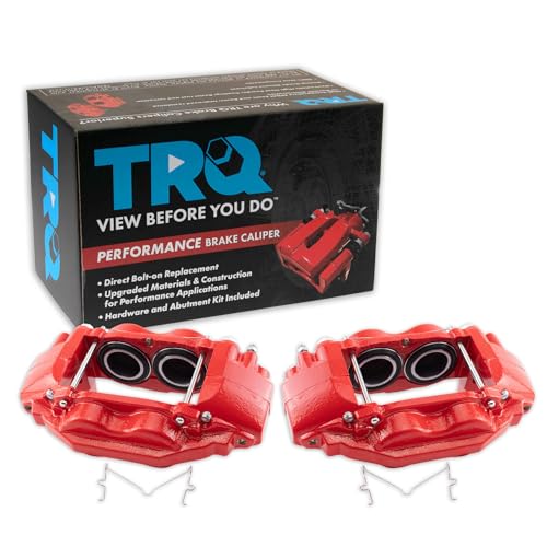 Image of TRQ Performance Front Driver and Passenger Side Brake Caliper Set Caliper Brackets Compatible with 2007-2015 Toyota Tundra 2008-2015 Toyota Sequoia