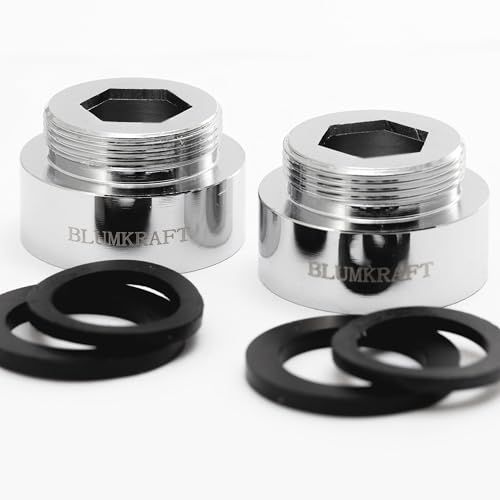 BLUMKRAFT Set di 2 adattatori per rubinetto F26 - M22 in metallo massiccio ottone argentato 26 mm femmina 22 mm maschio (F26-M22/M22-F26)
