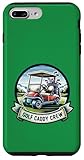 Ce design dit « Golf Caddy Crew » avec une image d'une voiturette de golf sur un terrain de golf.
