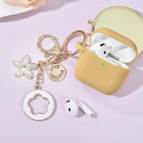 Image of Case Compatible for Apple Airpods 4 - VISOOM Airpods 4 Cases 2024 Cover Women Anti-Drop Silicone iPods 4 Earbuds Wireless Accessorie Charging Cases Girl Bling Keychain for Airpod iPods 4th Generation