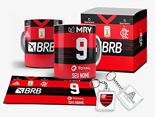 Caneca Camisa time do Flamengo personalizada com nome Caixinha + - Mod1