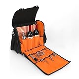 ORKELS Bartender Travel Bag, Portable Bar Tool Organizer with Compartments for Bar Set & Wine Bottles, Ideal for Indoor, Outdoor & Patio Parties, Bag Only