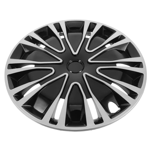 SHINEOFI Enjoliveurs Décoratifs pour Moyeux de Roue Voiture Universels Cache-Moyeux 16 Pouces en Polypropylène Finition Argenté et Noir Accessoire Auto pour Personnalisation et