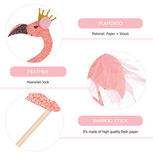 NUOBESTY 8Pcs Decoração de Coco Do Bolo de Aniversário Dos Desenhos Animados Glitter Flamingo Forma