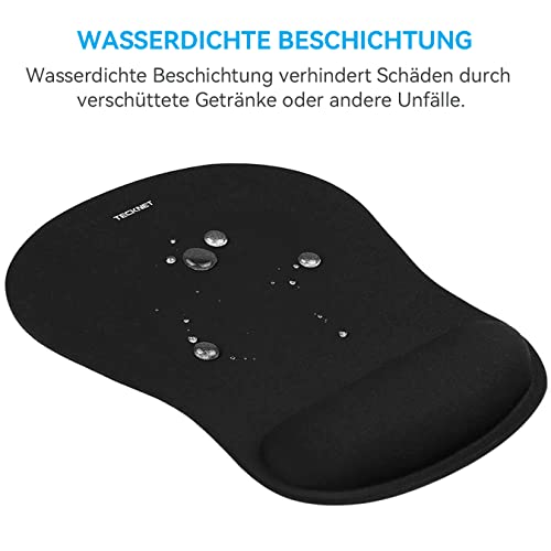 TECKNET Mauspad mit Gelkissen, Memory Foam Mousepad Ergonomisches Wasserdicht Komfort Mausmatte mit Handgelenkpolster Handauflage, für Büro/Home Alle Maus Offfice Heim Computer Laptop