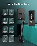 Verrouillage de porte sans clé avec poignée, Hornbill Kit de serrure de porte avant intelligent, Deadbolt de clavier électronique, Ensemble de poignée de porte devant Alexa, Verrouillage numérique via Bluetooth APP/Keyfob/Auto Lock-Matte Black