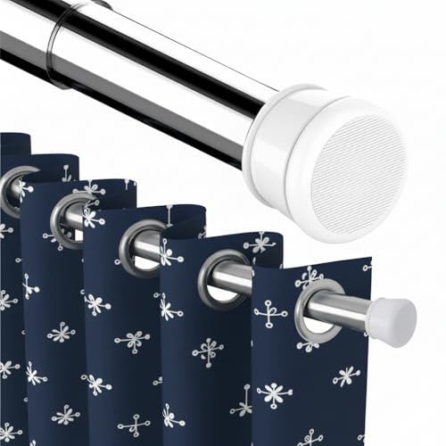Image of JD FRESH 85 to 140 Cm Stainless Steel Extendable Curtain Rod Holder Without Drill /Shower Curtain Pipe /Window Curtain Rod for Home /Anti-Skid Spring Pull Rod for Bathroom /Wardrobe /Door - (White)