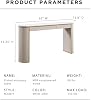 Mesa consola estriada OKD de 63 pulgadas, mesa de entrada estrecha, aliso blanco | Base de madera estriada moderna, tapa curva con textura de mármol falso, para entrada, pasillo, vestíbulo, detrás del sofá 4