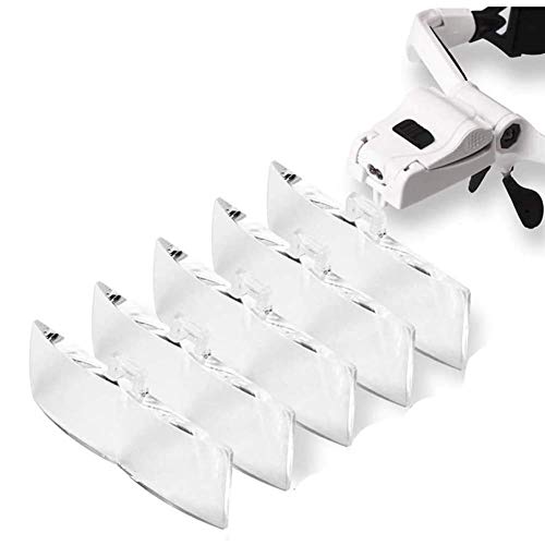 XNJHMS Lupa,Reloj de joyero de Doble Ojo Iluminado por LED Reparación de lupas Lupa de Diadema Lupa -5 Lentes Intercambiables Cover