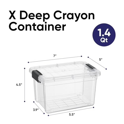 Image of Superio 1.4 Quart Mini Clear Plastic Storage Container with Lid, Stackable Small Organizer Box for Crayons, Art Supplies, Beads, Sewing, Stationery & Food Storage, 5 Pack