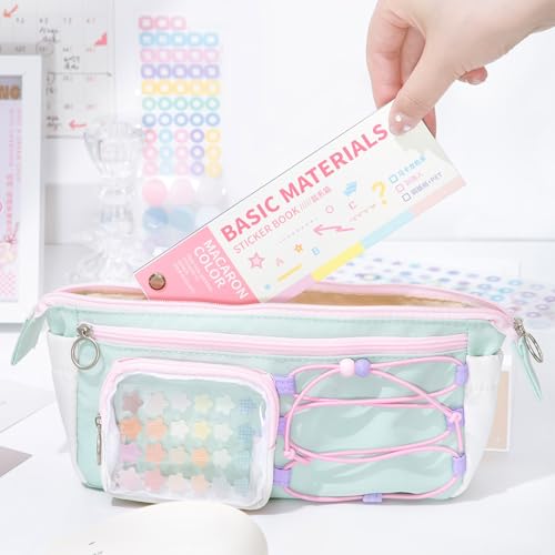 Prstincol Cute Sticker Book,30 Sheets Glitter Aesthetic Decorative Stickers for Scrapbooking,Stars Heart Letter Glitter Self-Adhesive Stickers for Photocards, Journal,Scrapbook(Indie Style)