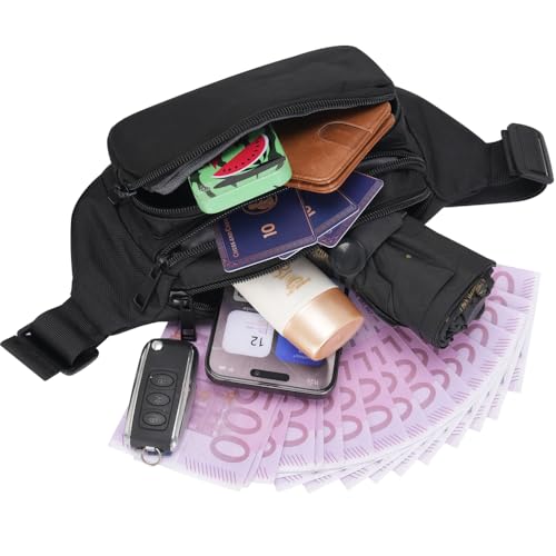 Bauchtasche Hüfttasche Herren Damen Klein Gürteltasche Sport Bum Hip Bag Männer Frauen Waist Fanny Pack für Reise Wandern Hundetraining Outdoor (Schwarz) – Bild 5