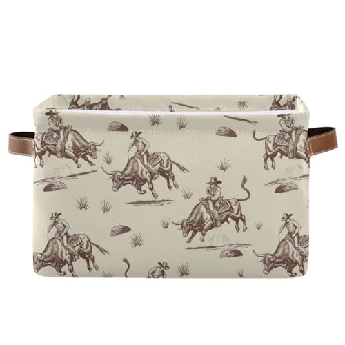 Image of Aslsiy Storage Basket Bull Rodeo Cowboy Nursery Bins Baby Box Canvas Clothes Shelf Basket Laundry Hamper 1 Pcs