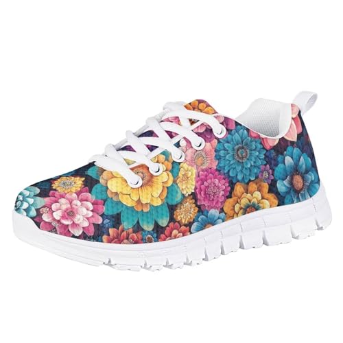 Cumagical Vibrant Floral Print Youth Casual Sports Shoes Stylish Design Non Slip Bottom Durable Outdoor Footwear