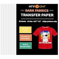 HTVRONT Heat Transfer Paper for T Shirts 20 Sheets, 8.5\" X 11\" Printable Heat Transfer Vinyl, Vivid Color & Durable Iron on Transfer Paper for Dark Fabric