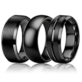 Besteel Mens Wedding Band Stainless Steel Rings for Men Women Black Cool Simple Promise Engagement Ring Set Jewelry Gift Comfort Fit 6-14 8MM Anillos Para Hombre 3 Pcs Size 10