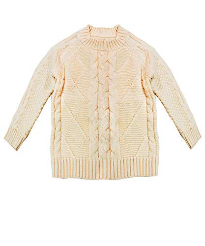 Fuxinzhu Baby Boys' Girls' Cable Knit Sweater Long Sleeve Solid Pullover Toddler Crew Neck Fall (A-Apricot, 2-3 T)