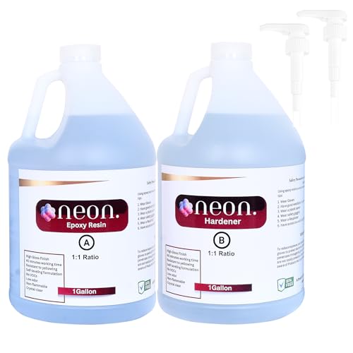 Neon Epoxy Resin 2 Gallon Kit (1:1 Ratio) Crystal Clear High Gloss Bubble-Free Formula for Art Wood Projects River Tables & DIY Crafts