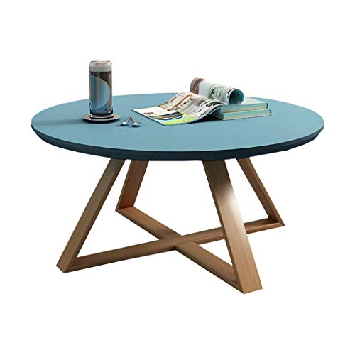Wooden Coffee Table Homeiving Room Round End Table Blue, YueQiSong Wooden Coffee Table Homeiving Room Round End Table Blue, YueQiSong