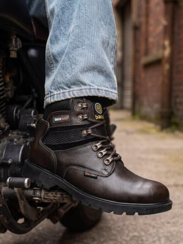 Image of Bacca Bucci Mens 6 inches Premium Steel Toe Cap Real Grain Leather Outdoor Laceup Boots /Warranted Qualtiy & Durable Boot