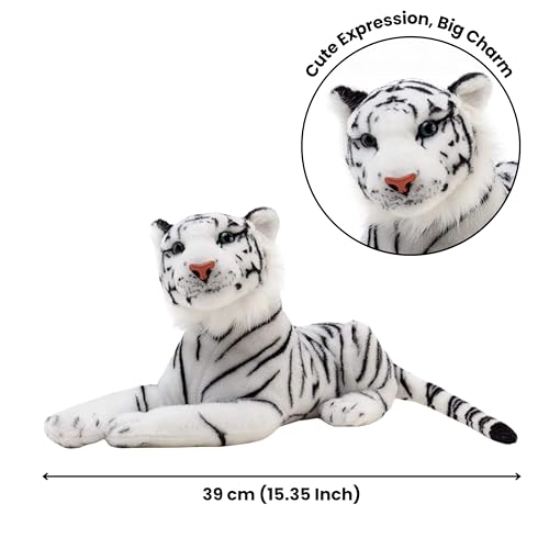 Image of Tickles Tiger Soft Stuffed Plush Animal Toy for Kids Boys & Girls Birthday Gifts (Color: White Size: 39 cm)