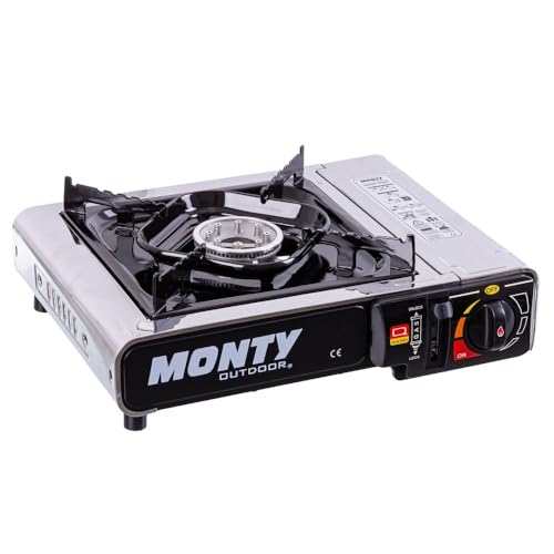 LOLAhome Cocina portátil de Gas con 1 quemador acabada en Acero Inoxidable, Hornillo Camping Gas,...