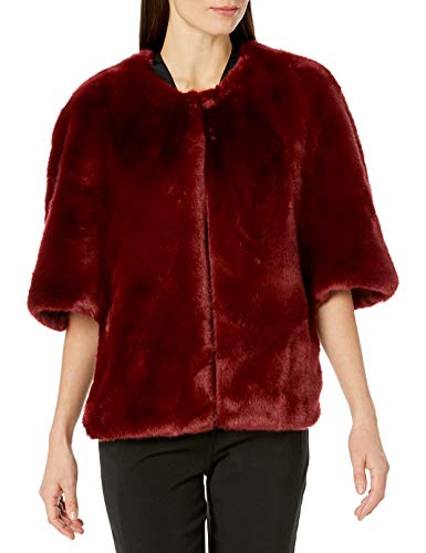 Adrianna Papell Women's Faux Fur Jacket, Burgundy, L