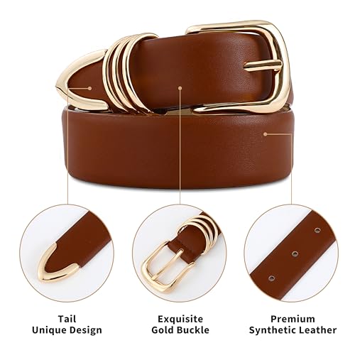 Belts for Women with Gold Buckle Faux Leather Belts Fashion Casual belts for jeans4