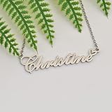 HUAN XUN Alicia Name Necklace Custom Silver Stainless Steel Necklaces for Women Personalized Heart Pendant Jewelry Gifts for Mother