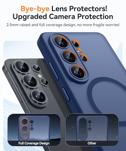 Image of CANSHN Designed for Samsung Galaxy S26 Ultra Case (6.9 inch), Upgraded [Full Camera Protection] [Compatible with Magsafe] [Translucent Matte] Shockproof Protective Phone Cover, Deep Blue