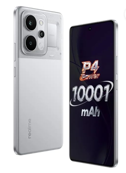 realme P4 Power 5G Smartphone, Trans Silver, 8GB RAM, 256GB Storage, 10001mAh Battery, 6.8 Inch Display, Triple Camera