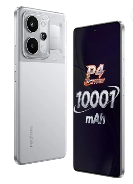 realme P4 Power 5G Smartphone, Trans Silver, 8GB RAM, 256GB Storage, 10001mAh Battery, 6.8 Inch Display, Triple Camera view 1