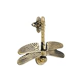 Infinity Decor Aldaba de puerta de latón macizo con forma de libélula en acabado de latón pulido, Aldaba de mano vintage para muebles de puerta de entrada