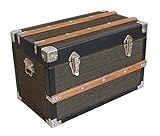 AAF Nommel,®, Kolonial Truhe Holz mit Stoffbezug und Naturholz Leisten, Nr. 902, solide Verarbeitung mit Hellen Metallbeschlägen, Truhe ca. 50 x 31 x 28 cm