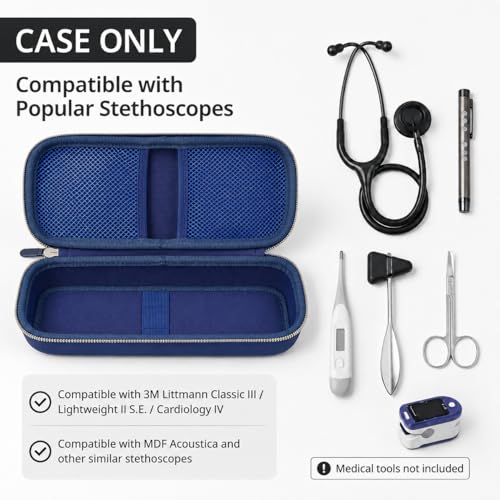 Image of ALKOO Stethoscope Case for 3M Littmann Classic III /Cardiology IV, RoyalBlue | for MDF Acoustica Stethoscopes, for Nurses, Doctors, Nursing School Essentials, Students, Clinic, EMS, Travel, Hard Bag Only