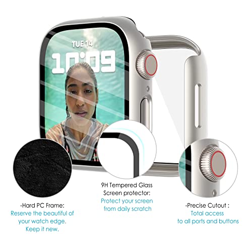 Fullife 6-Pack Pc Matte Case With Tempered Glass Screen Protector Compatible With Apple Watch Series 3/2/1,Overall Shockproof Bumper For Iwatch.38Mm, (Green/Blue/Red/Midnight/Starlight/Transparent) #TOP6