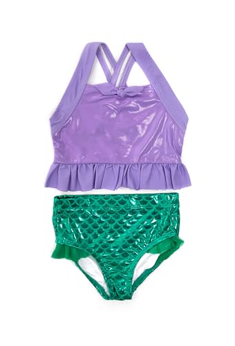 Little Adventures Child Mermaid Princess Two-Piece Swimsuits UPF 50 Double-Lined Machine Washable Soft Spandex Nylon Blend
