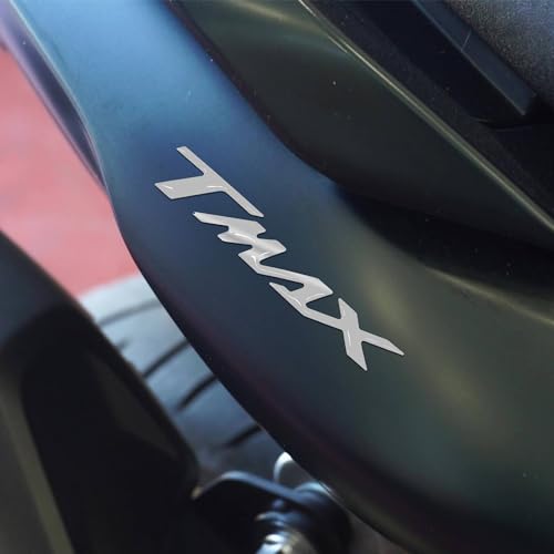 labelbike - 2 Autocollants 3D Moto Scooter Écrit TMAX en Résine Compatible avec Yamaha TMAX 560 2022-2025 - Couleur Argent